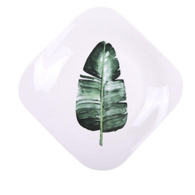 Green Leaves Square Plates - Nordic Side - 