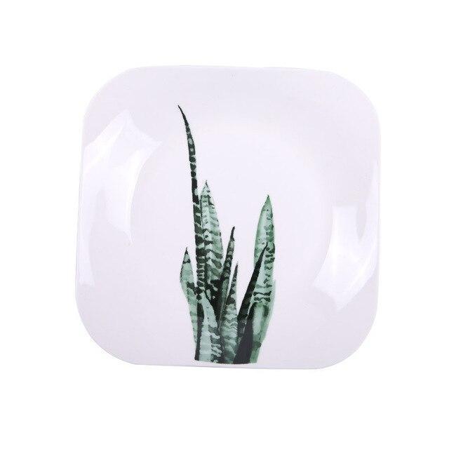 Green Leaves Square Plates - Nordic Side - 