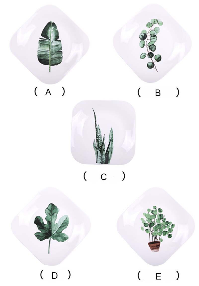 Green Leaves Square Plates - Nordic Side - 
