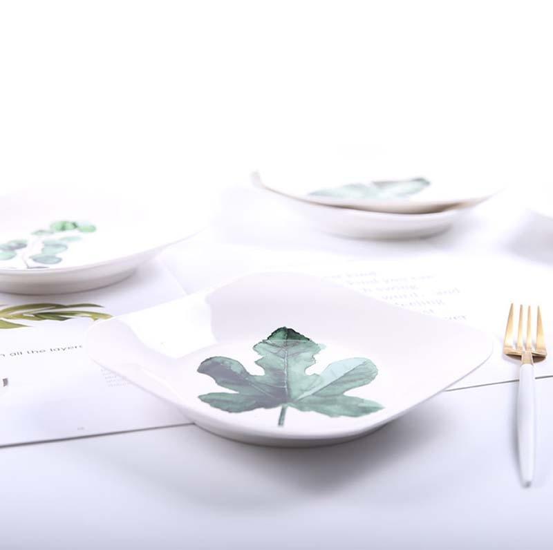 Green Leaves Square Plates - Nordic Side - 
