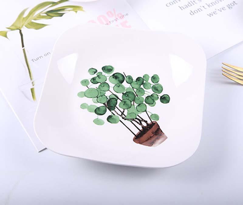 Green Leaves Square Plates - Nordic Side - 