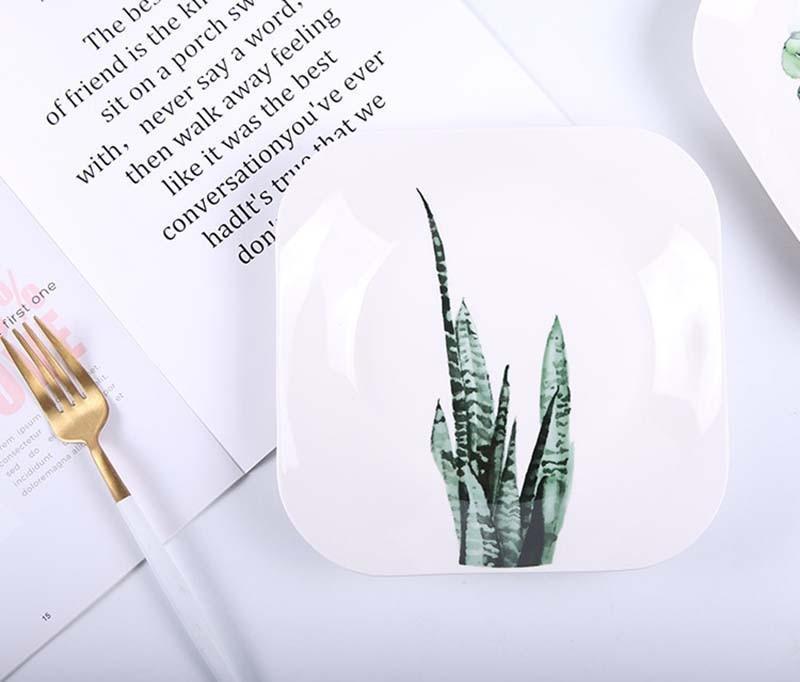 Green Leaves Square Plates - Nordic Side - 