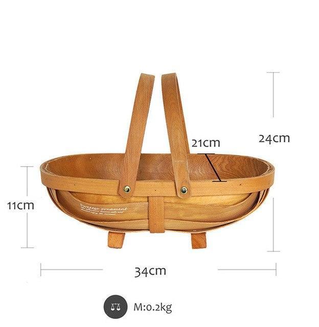 Wood Weave Wide Basket - Nordic Side - 