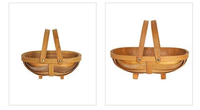 Wood Weave Wide Basket - Nordic Side - 