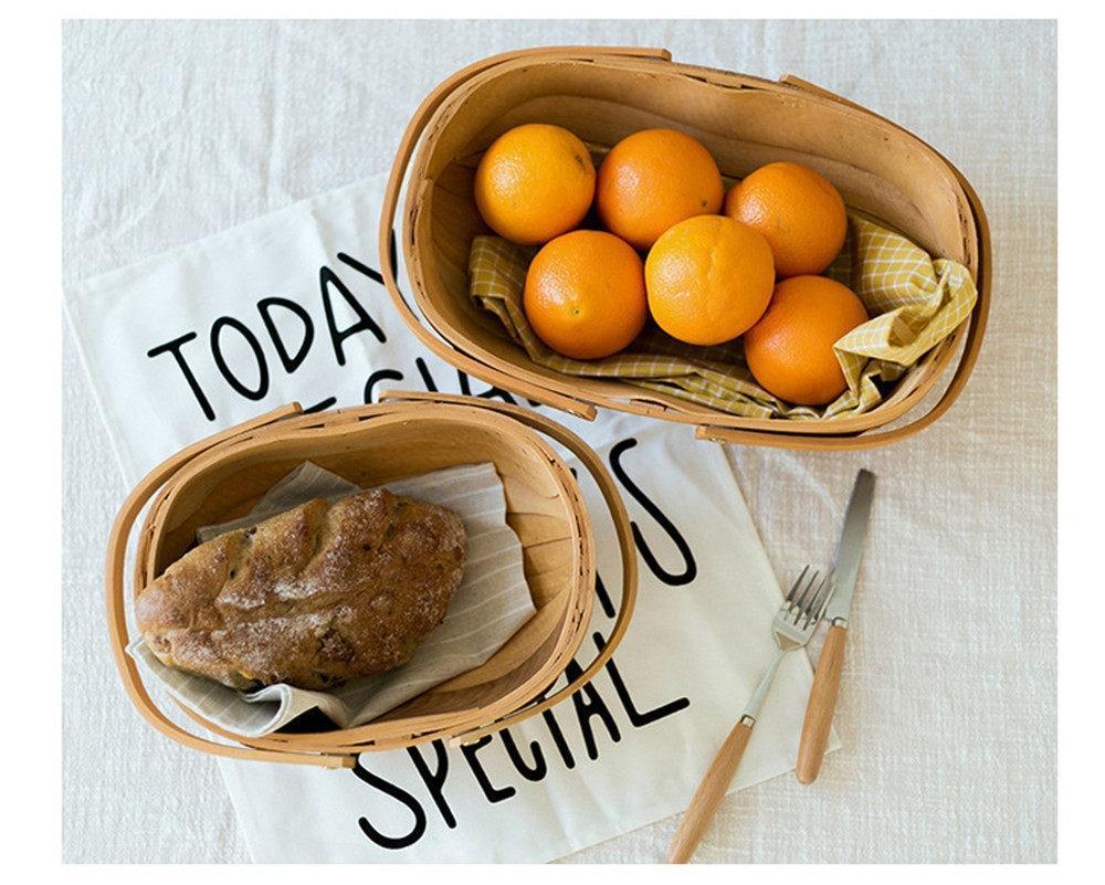 Wood Weave Wide Basket - Nordic Side - 