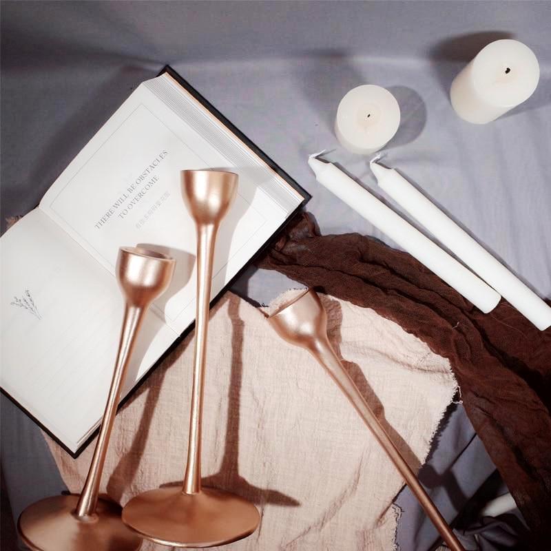 Set of 3 Metallic & Modern Resin Candleholder - Nordic Side - 