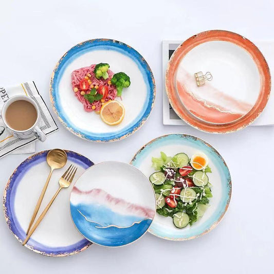 Ocean Colored with Gold Rim Tableware - Nordic Side - 