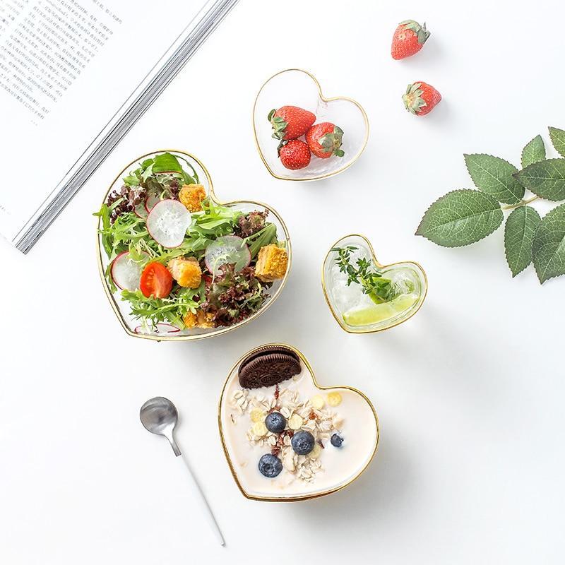 Heart Glass Tableware with Gold Rim - Nordic Side - 