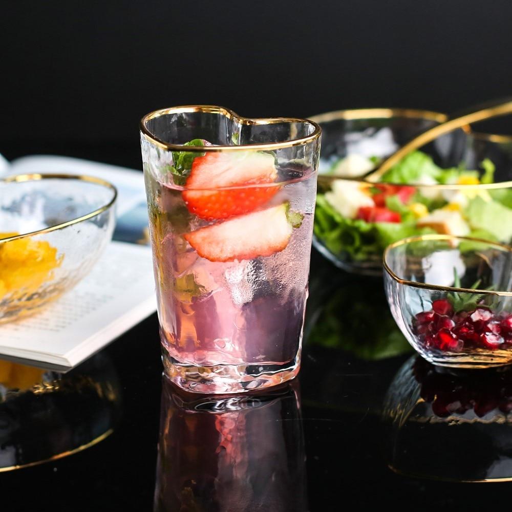 Heart Glass Tableware with Gold Rim - Nordic Side - 