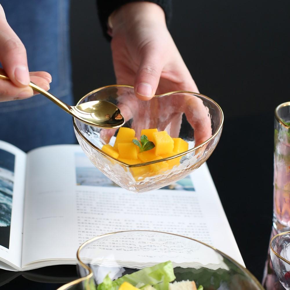 Heart Glass Tableware with Gold Rim - Nordic Side - 