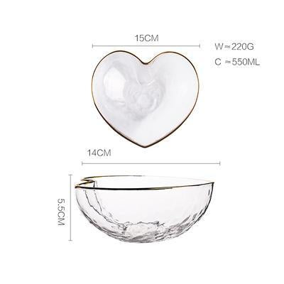 Heart Glass Tableware with Gold Rim - Nordic Side - 