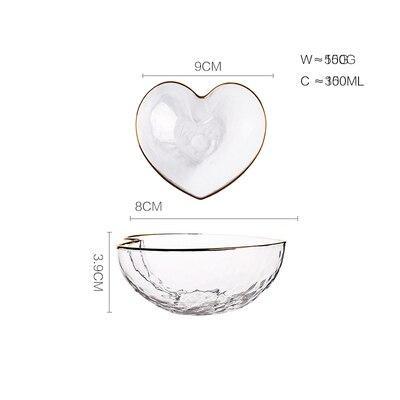 Heart Glass Tableware with Gold Rim - Nordic Side - 