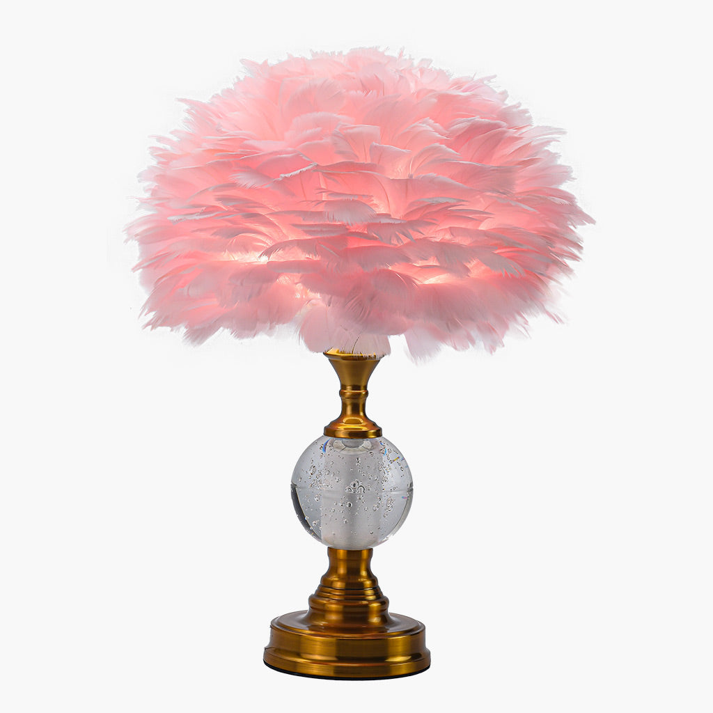 Feather Table Lamp Romantic Crystal