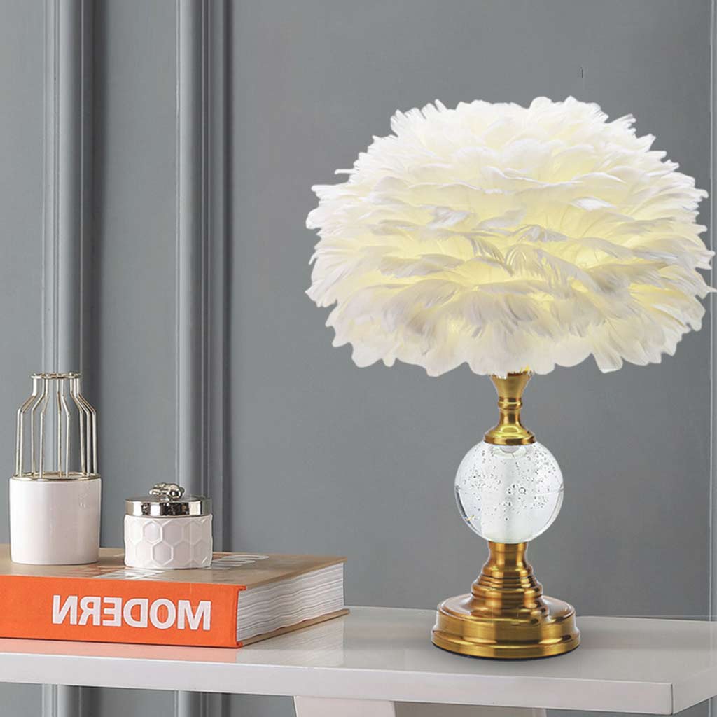 Feather Table Lamp Romantic Crystal