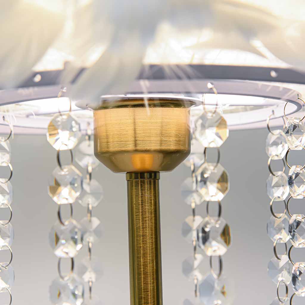 Feather Table Lamp with Crystal Elegance
