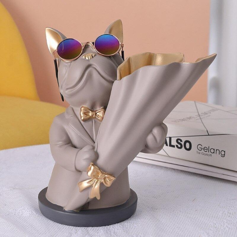 French Frenchie Flower Vase Decor