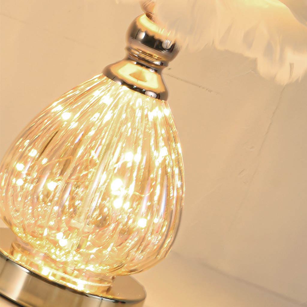 Feather Table Lamp Cute Furry, Teardrop Glass
