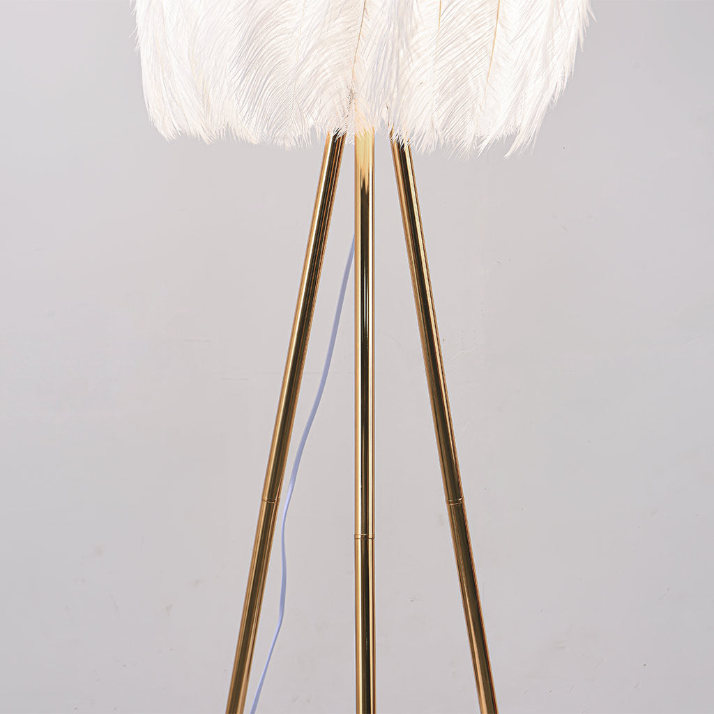 Floor Lamp Ostrich Feather Nordic Style Tripod, White