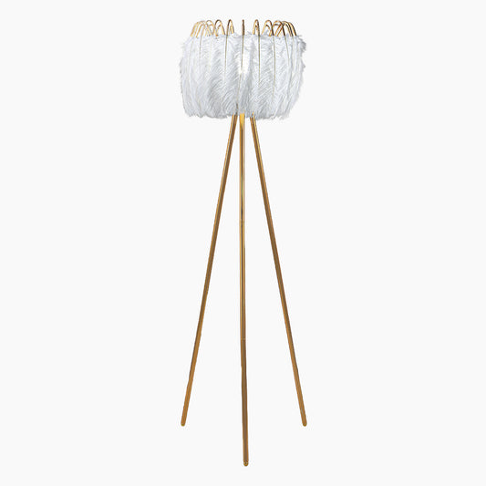 Floor Lamp Ostrich Feather Nordic Style Tripod, White