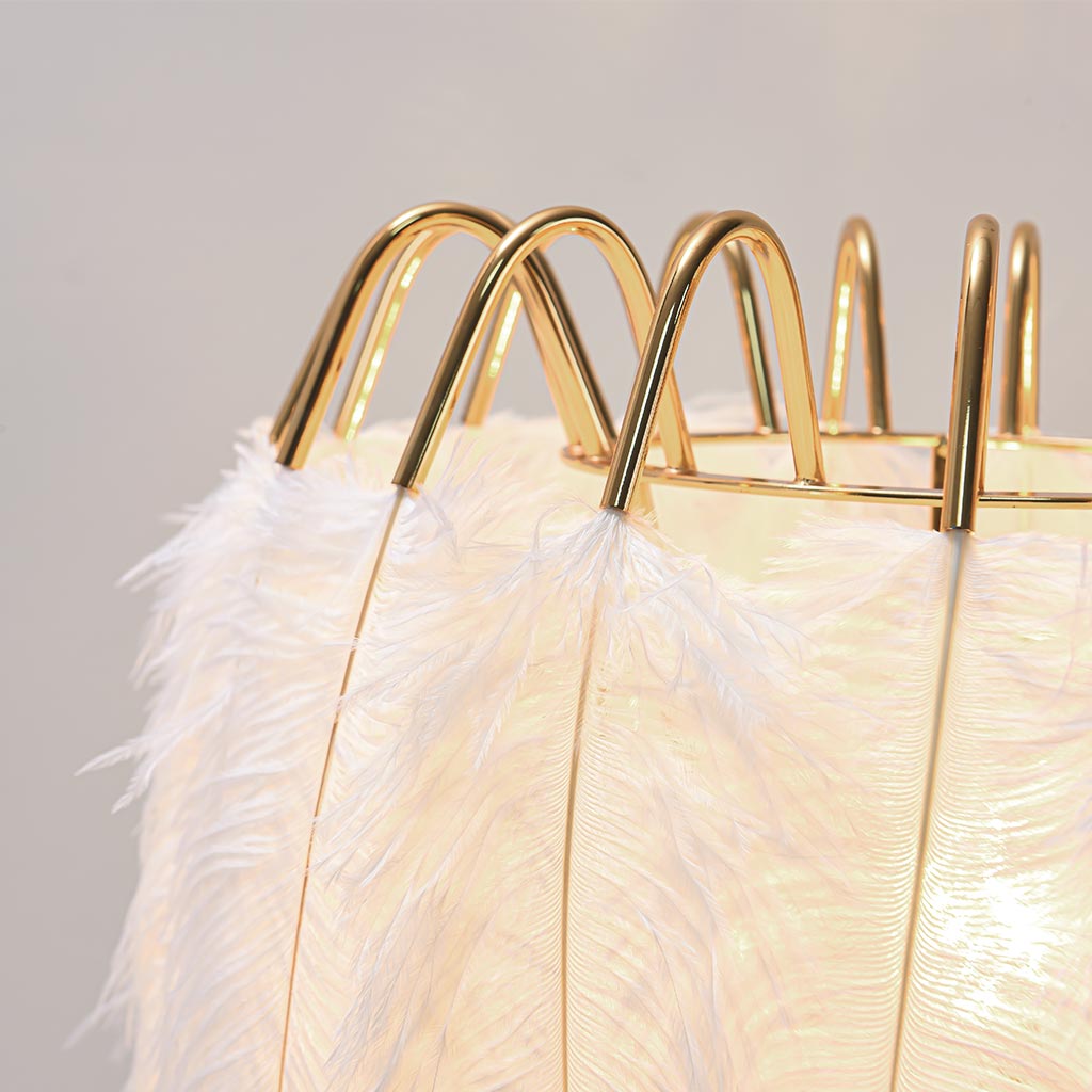 Feather Table Lamp Nordic Style Tripod Wire, White