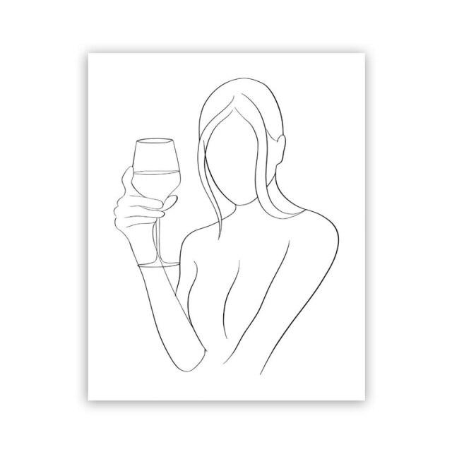 Abstract Wine Woman Canvas Print