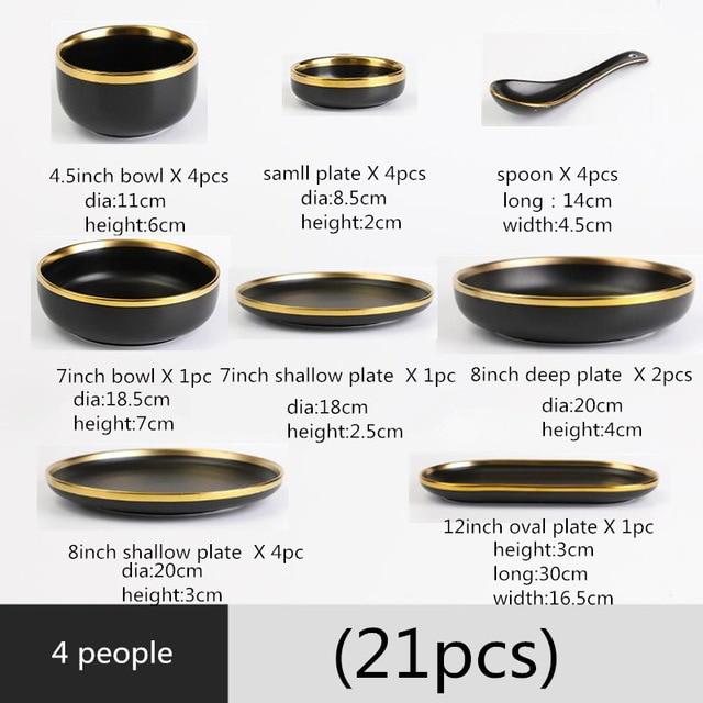 Black Elegant Black Ceramic Tableware Set