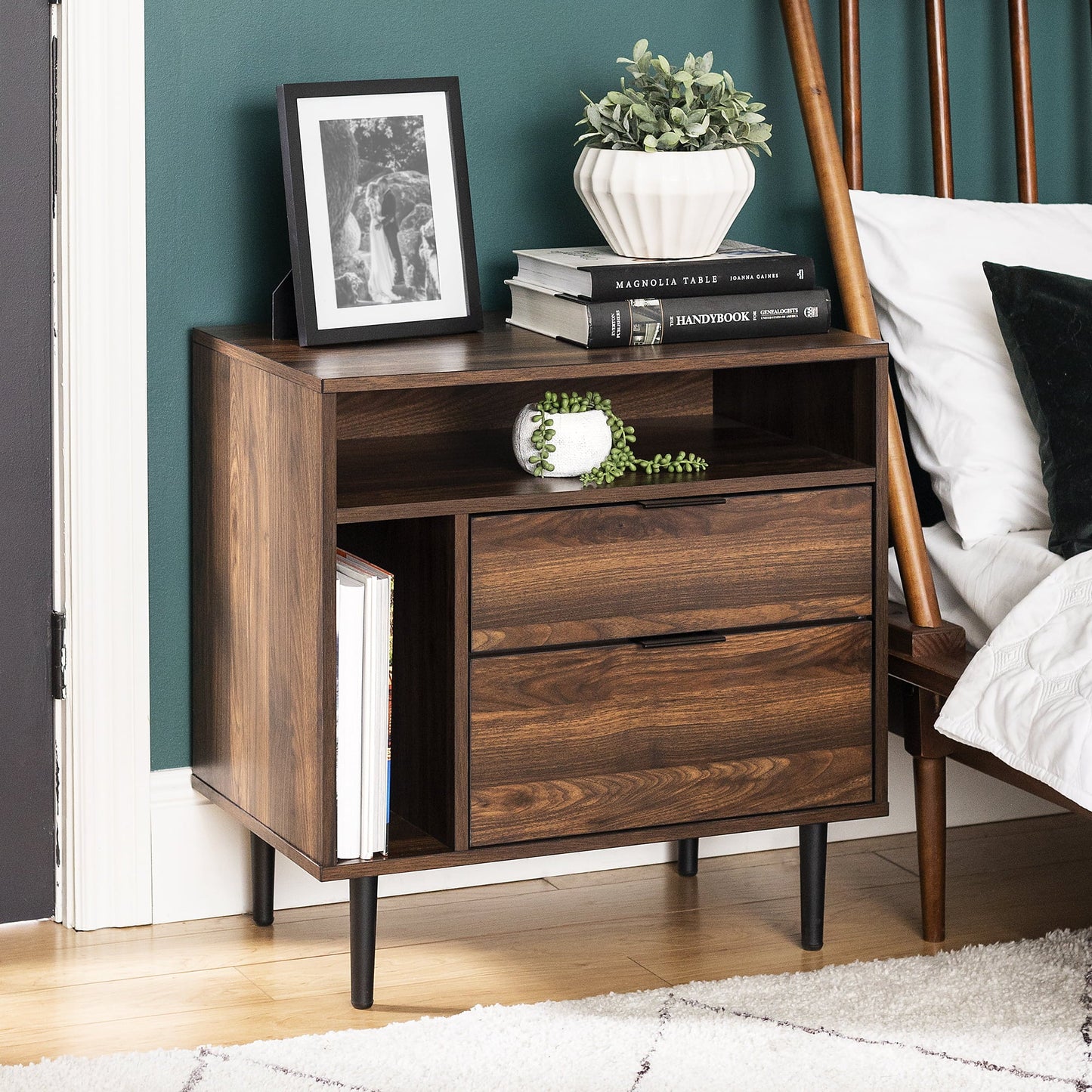 Eadric - Modern Nightstand with Drawers and Shelves Birch