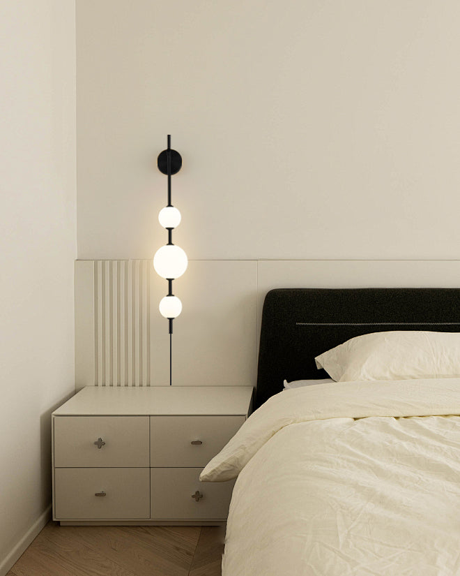 Vertical Globe Plug In Wall Lamp